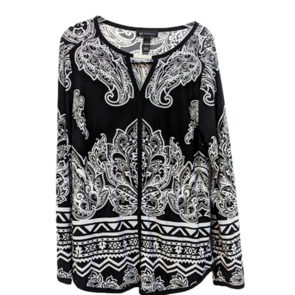 Inc brand black and grey blouse, size large - Picture 1 of 5